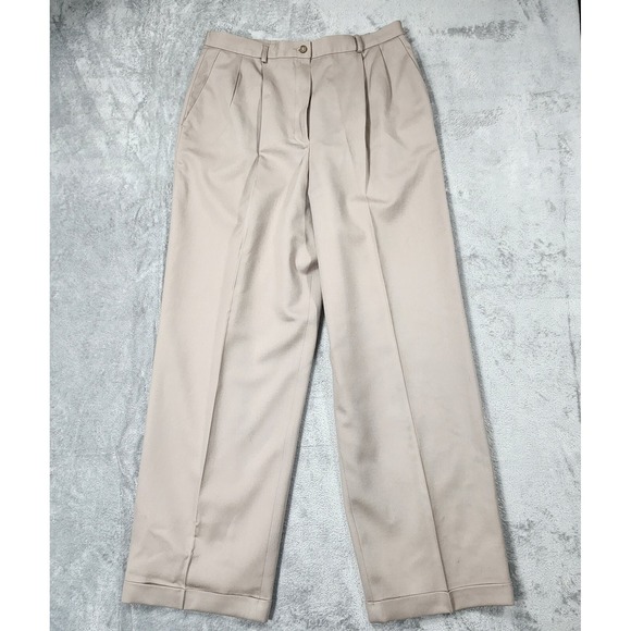 Pendleton Women Pants Sz 16 100% Virgin Wool High Rise Slouchy Pleated Beige GUC - Picture 1 of 9